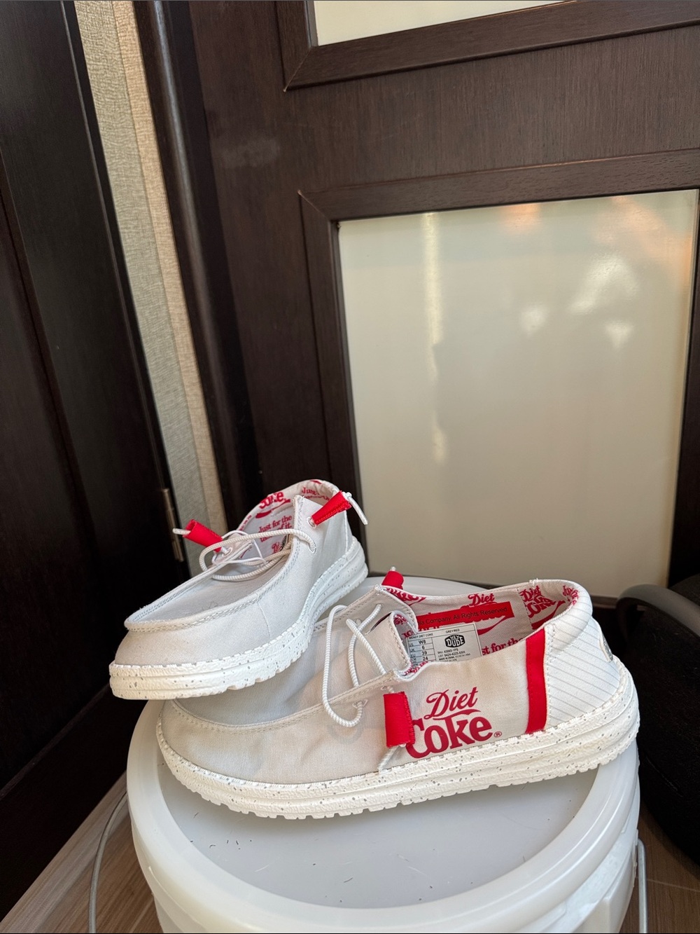 Hey Dude Wendy Diet Coke White Red Canvas Slip On Shoes Women’s 8